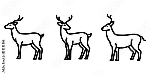 deer outline or line icon design bundle.