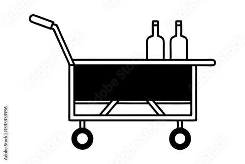 Minimalist Bar Cart Illustration on White