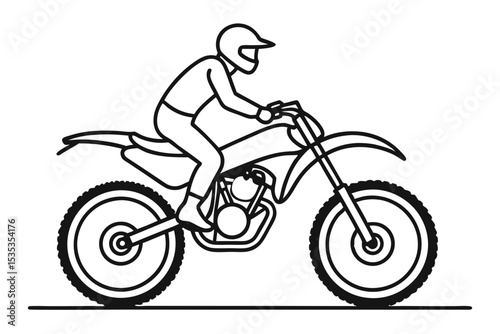 Motocross Dirt Bike Outline Art