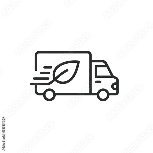 Delivery truck with leaf logo symbolizing eco-friendly transport  