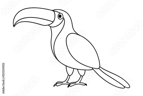 Toucan Bird Outline in Minimal Line Drawing