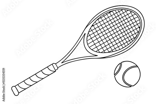 Clean Tennis Equipment Outline in Line Art