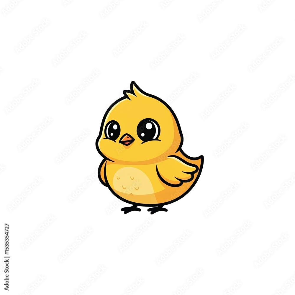 Fototapeta premium Cute Yellow Chick Vector – Isolated on White Background