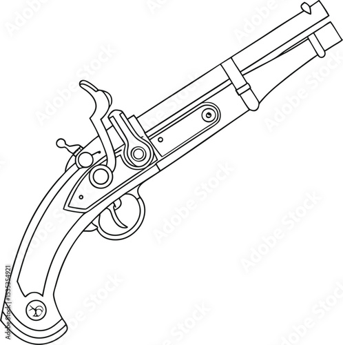 flintlock pistol antique firearm gun crime black and white