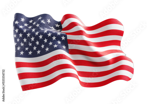 United states flag waving with red white and blue stripes and stars