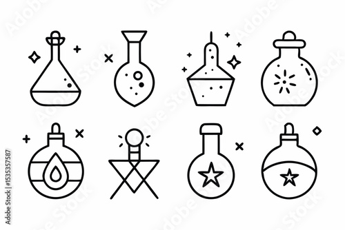 Zodiac signs illustrated as symbols inside potion bottles a collection of astrological designs