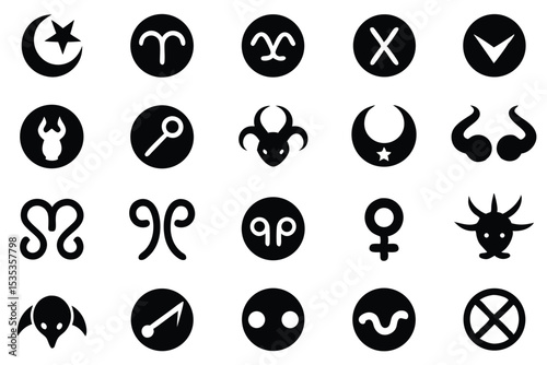 Twelve stylized zodiac constellations astrological vector art design