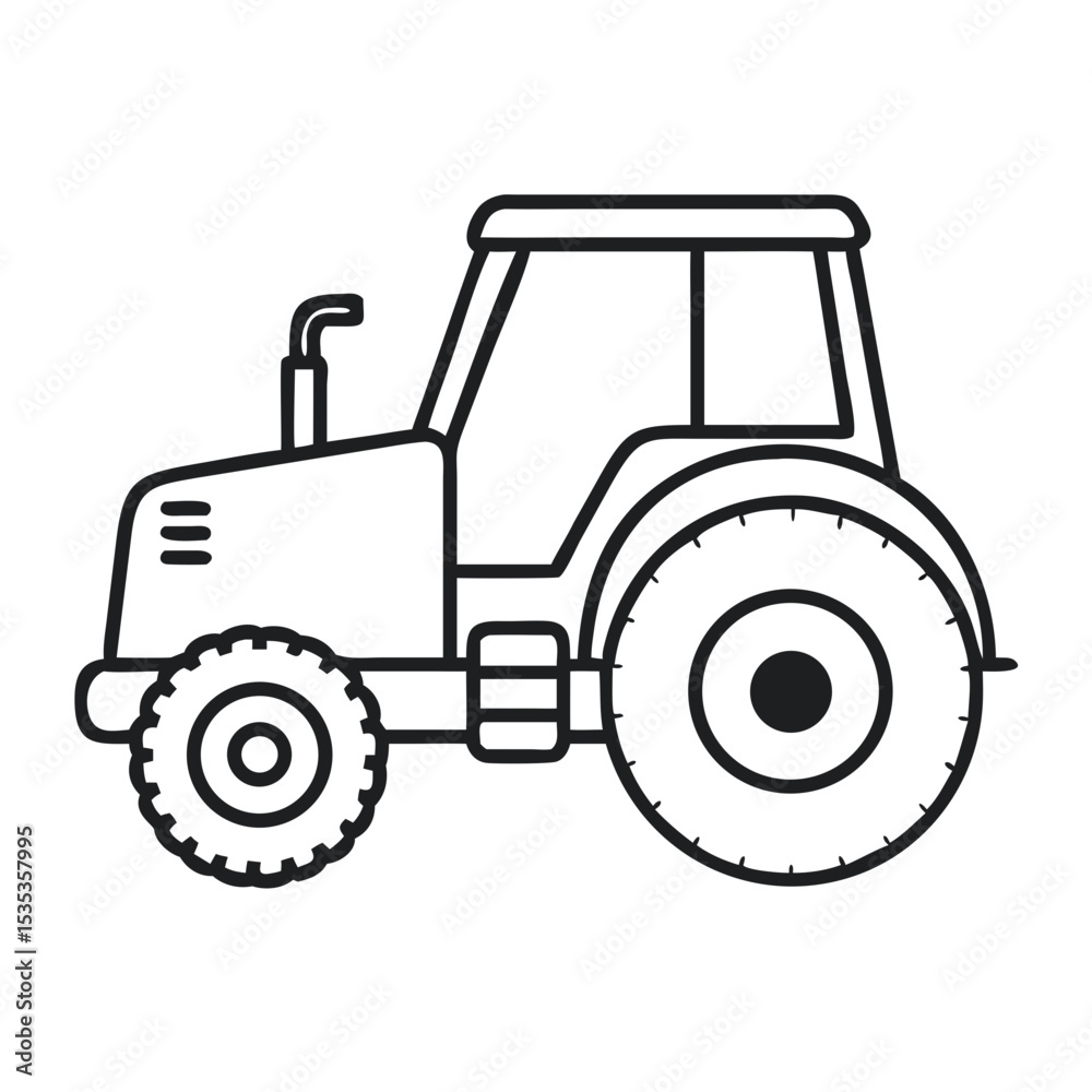 Fototapeta premium Detailed Illustration of a Tractor With Clear Features and Structure