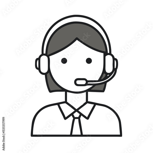 Customer Service Representative Icon in Flat Design Vector Style