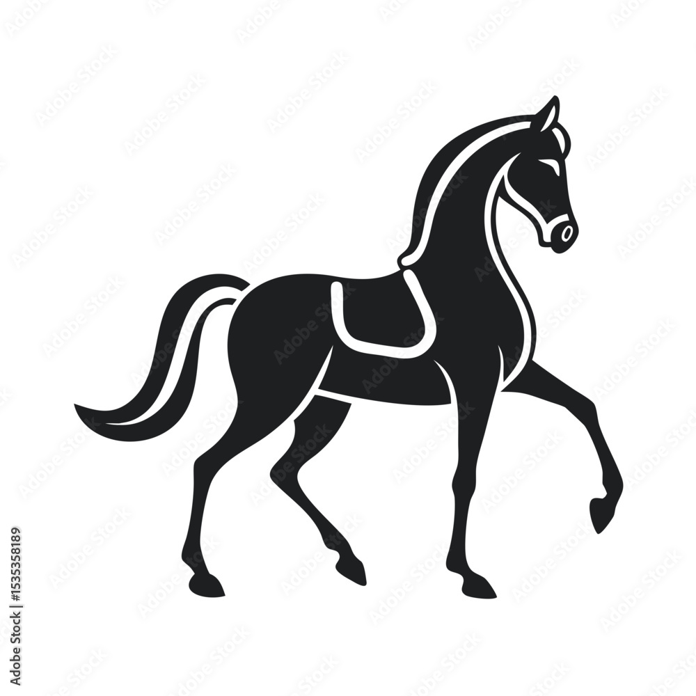 Fototapeta premium Elegant Dressage Horse Silhouette Logo Showcasing Refined Equestrian Artistry