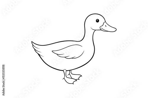 Duck coloring page black outline vector, Duck outline