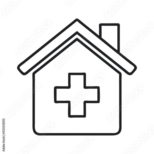 House Icon With Medical Cross Symbolizing Healthcare Accessibility
