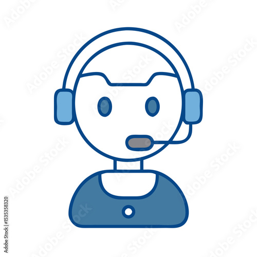 Minimalist Humanoid Robot Icon Featuring Headset for Tech Communication Needs
