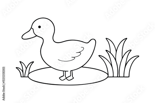 Duck coloring page black outline vector, Duck outline
