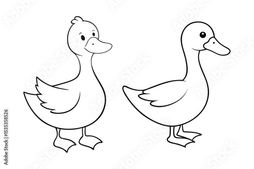 Duck coloring page black outline vector, Duck outline