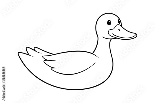 Duck coloring page black outline vector, Duck outline