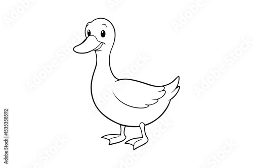 Duck coloring page black outline vector, Duck outline