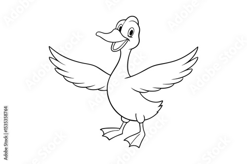 Duck coloring page black outline vector, Duck outline
