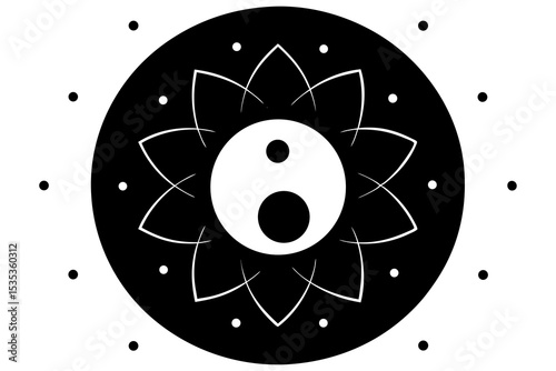 Yin-Yang in Glowing Lotus Petals Circle – Spiritual Harmony Art & Symbolism
