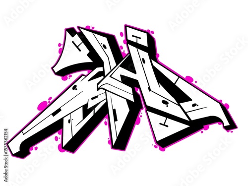 graffiti h, illustration of the letter h with a cool and unique graffiti pattern