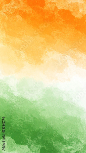 Indian tricolor background with watercolor wash effect, vertical Independence day poster background 