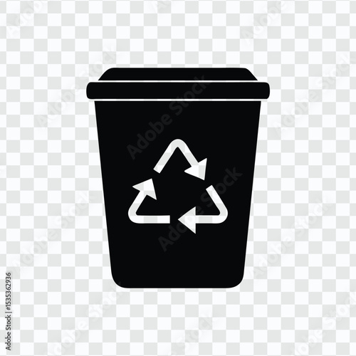 Recycling bin icon with recycling symbol on the front