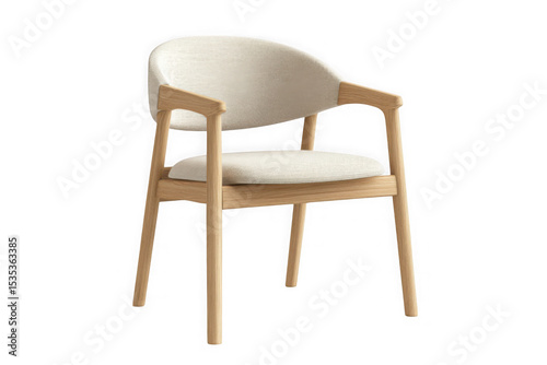 Modern wooden chair with light beige upholstery