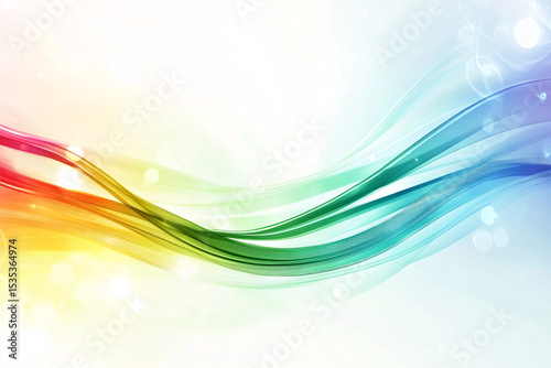 Multicolor wave on white background. Design element. Motion effect. Abstract graphic rainbow wavy line