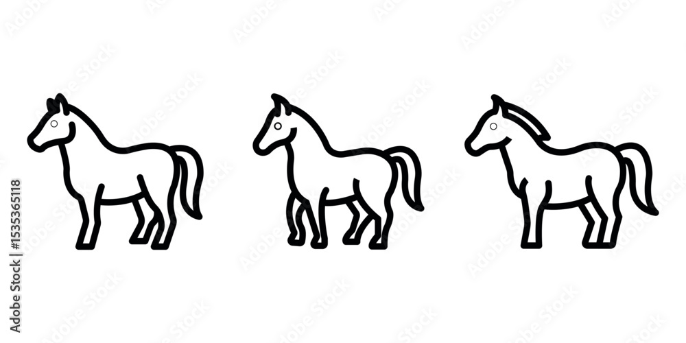 Fototapeta premium horse outline or line icon design bundle.