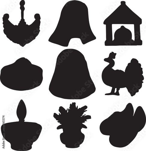 Symbolic Silhouettes Grid | Minimalist Cultural Icons in Bold Black and White