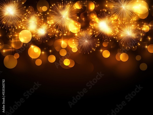 Sparkling Golden Lights on a Dark Background for Celebratory Themes