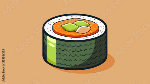 Delicious Sushi Roll Illustration A Vibrant Culinary Art Design