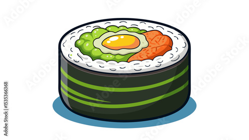 Delicious Sushi Roll Illustration Vibrant Colors and Fresh Ingredients