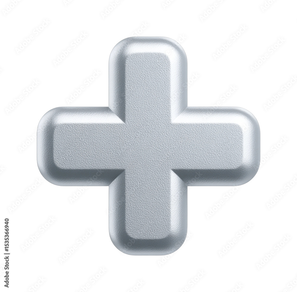 Obraz premium Silver metallic plus sign with textured surface