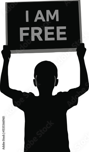 Juneteenth Child Silhouette - "I Am Free" Sign