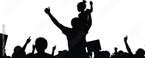 Juneteenth Rally Silhouette - Child on Shoulders