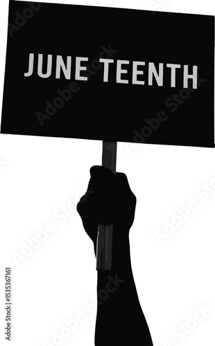 Juneteenth Placard Silhouette - Raised Fist Protest