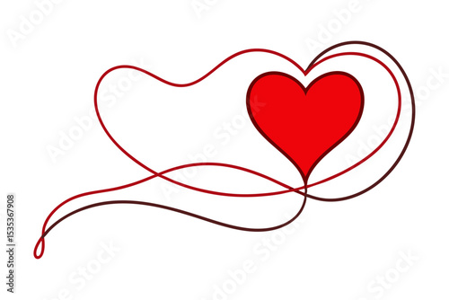 Simple Red Heart Line Drawing