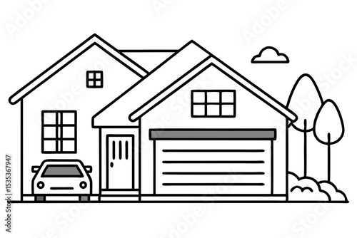 Single Family Home With Garage Art