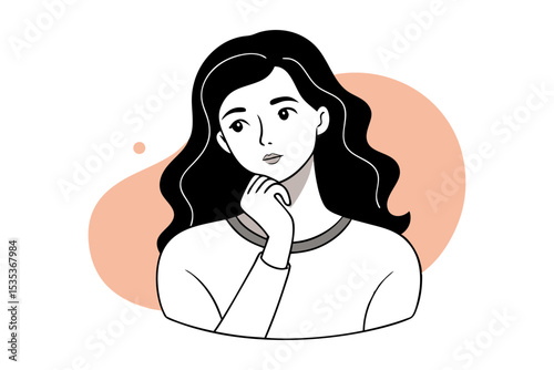 Contemplative Female Line Sketch