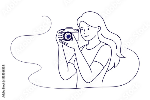 Woman With DSLR Camera Illustration