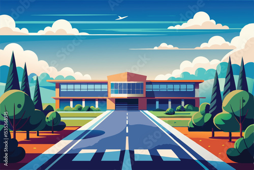 Airport Terminal Building Modern Architecture Design, Transportation Hub