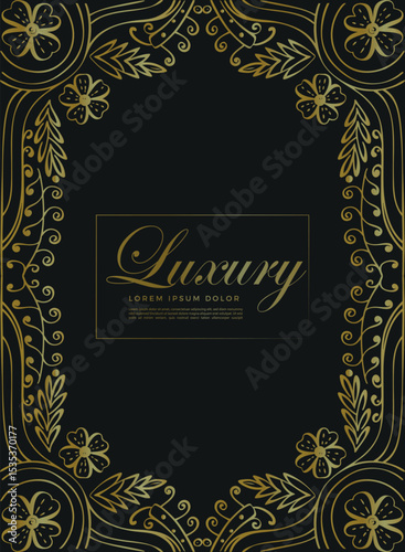 Elegant Luxury Invitation with Gold Floral Border Design for Upscale Events and High End Branding Initiatives