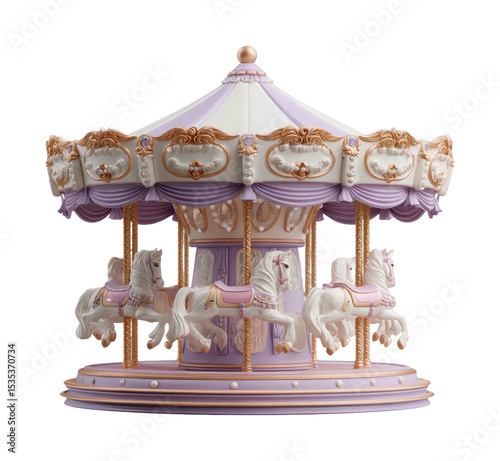 Classic vintage carousel with ornate horses and decorative accents