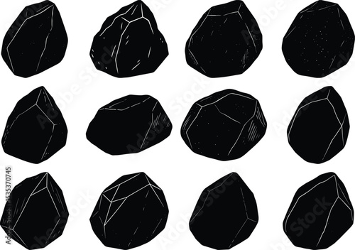 Stone Silhouette Illustration for Nature or Landscape Design
