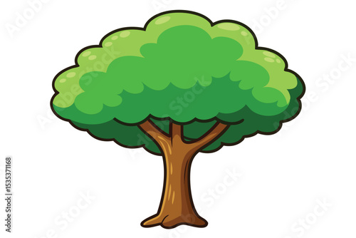Lush Green Tree Illustration Nature's Majesty in Vibrant Hues