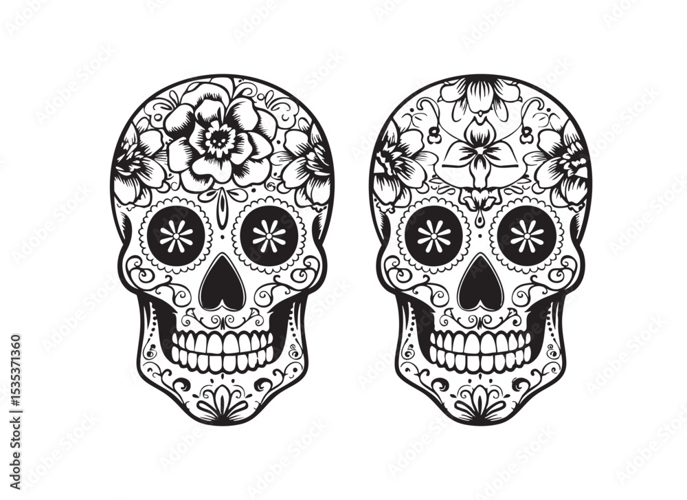 Obraz premium Sugar Skulls Intricate Day of the Dead Calaveras