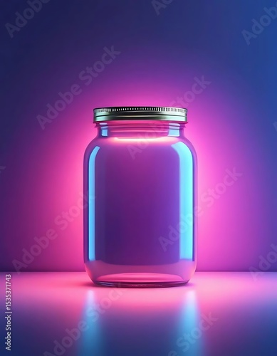 Elegance in Luminosity: A Jar's Enchanting Aura Against Vibrant Gradient Backdrop