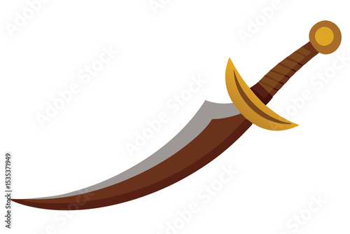 Curved Dagger A Vector Illustration of an Ancient Weapon