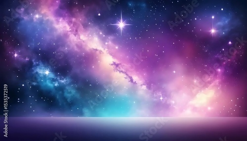 Ethereal galaxy landscape with celestial atmosphere and cosmic horizon